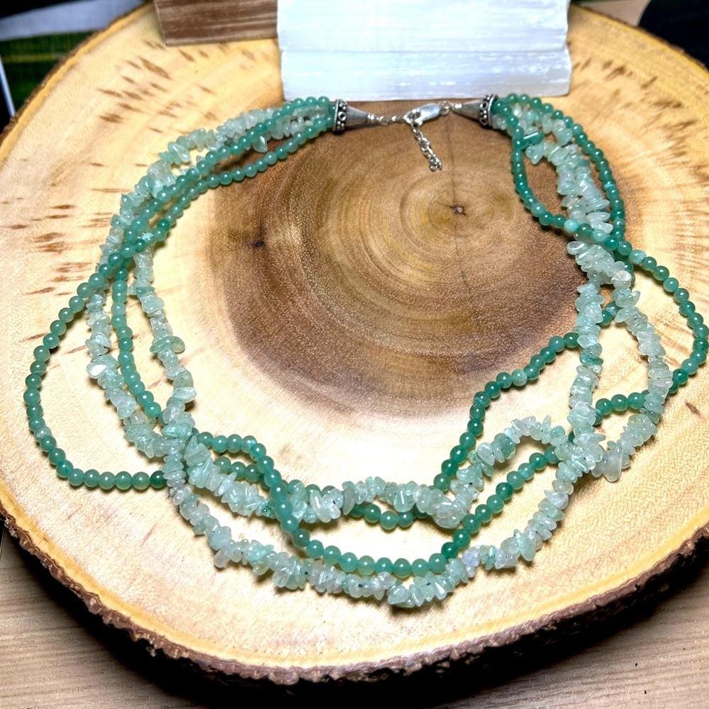 VTG| 925 Green Aventurine & Light Aventurine Necklace 💚✨